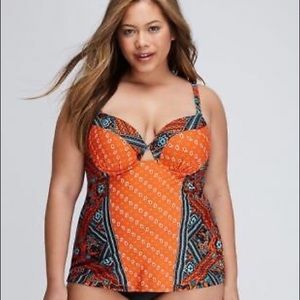 Lane Bryant Orange Simple Bandana Tankini Top